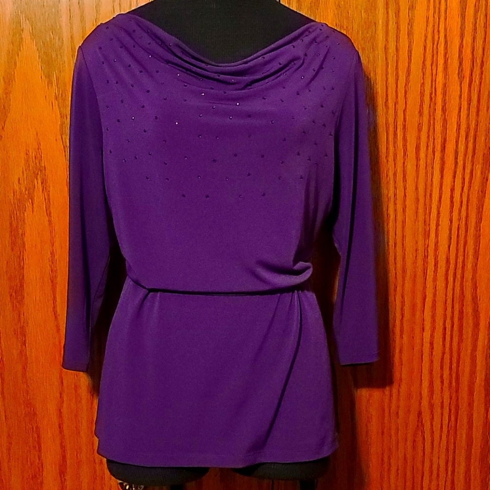 Beaded Cowl Neck Blouse